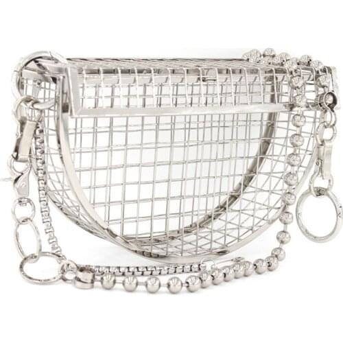 Fashion Metallic Hollow Out Clutch Bag Womens Evening Bag Shoulder Crossbody Bags Clutch Purse Cage Handbag Party Porm