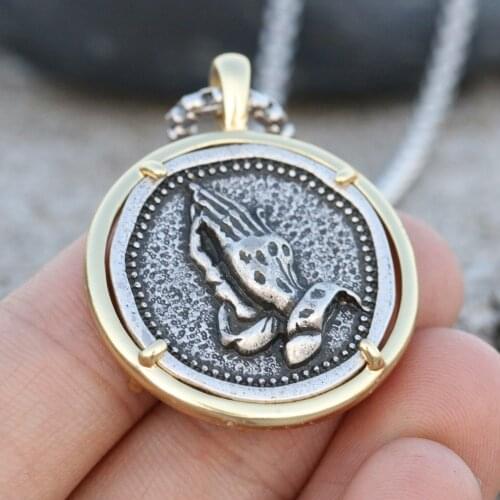 Mens Christian Prayer necklace Catholic Praying Pendant Religious Medal Amulet Gift Dropships