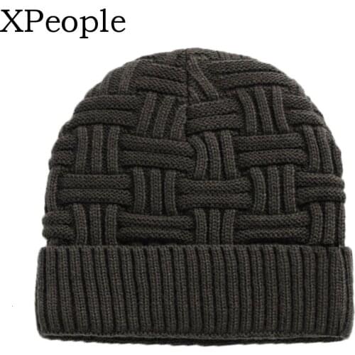 XPeople Mens Winter Warm Slouchy Beanie Fleece Lined Knit Skull Cap Unique Ribbed Knit Beanie Cuffed Slouchy Winter Hat