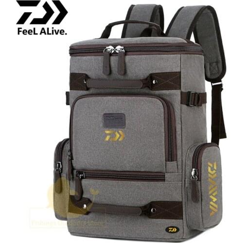 Daiwa Mens Backpack Sport Retro Canvas Shoulder Bag Outdoor Large-capacity Mountaineering Computer Bag Messenger Shoulder Bag
