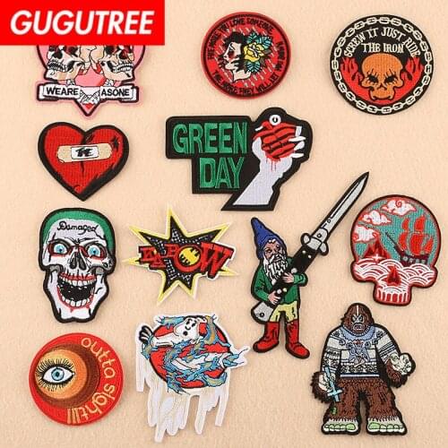 GUGUTREE embroidery Halloween patch animal cartoon badges applique patches for clothing DK-39