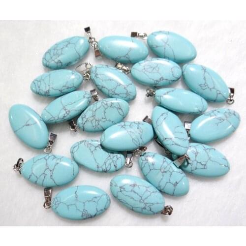 Natural stone Turquoises Opal tiger eye Quartz Crystal Horse eye pendants for diy Jewelry making necklace Accessories50pcs A7