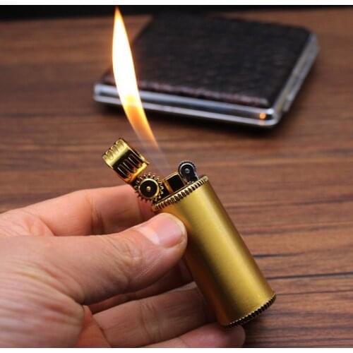 New Retro Lighter Big Fat Pier Cylindrical Metal Inflatable Grinding Wheel Open Flame Lighter Creative Lighters Mens Tool