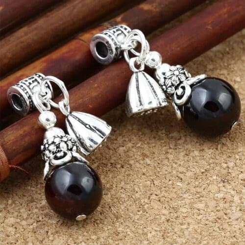 Wholesale S925 Sterling DIY Thai Silver Crystal Accessories Handmade Homemade Garnet Lotus Bracelet Pendant