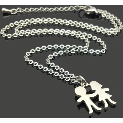 Hand in Hand Baby Girl Stainless Steel Charm Fashion Necklace High Quality Stainless Steel Pendant Chain Fashion Necklace