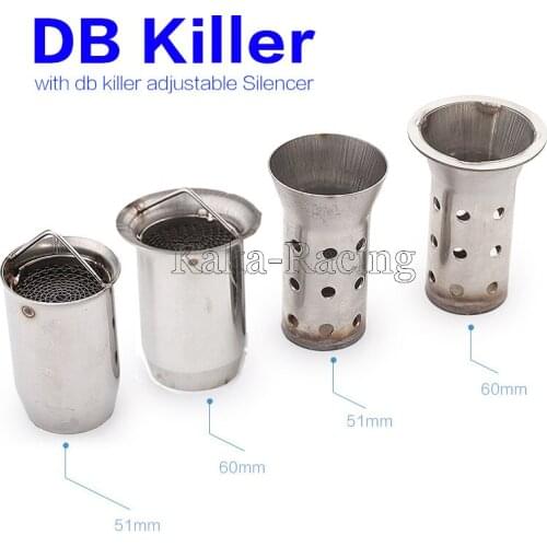 Front Baffte Silencer 51MM 60MM Inlet Universal Exhaust Motorcycle Muffle DB Defender DB Killer Silencer Noise Sound Eliminator