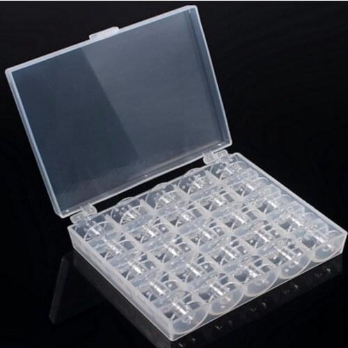 25Pc Sewing Machine Bobbins Spools Empty Bobbins Spools Sewing Machine Plastic Storage Box For Home Sewing Accessories Tools
