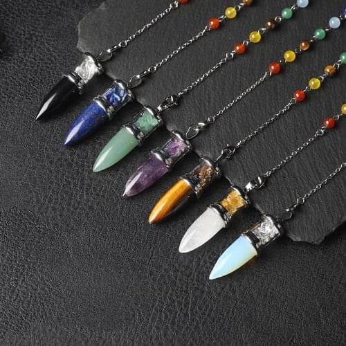1PC Natural Healing Crystal Quartz Reiki Amethyst Bullet Shaped Wishing Bottle Pendant Pendant For Women And Men jewelry