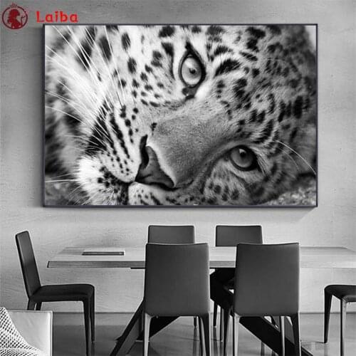 Full Diy diamond painting Black and white animal art, tiger portrait picture rhinestones embroidery diamond mosaic 5d decor