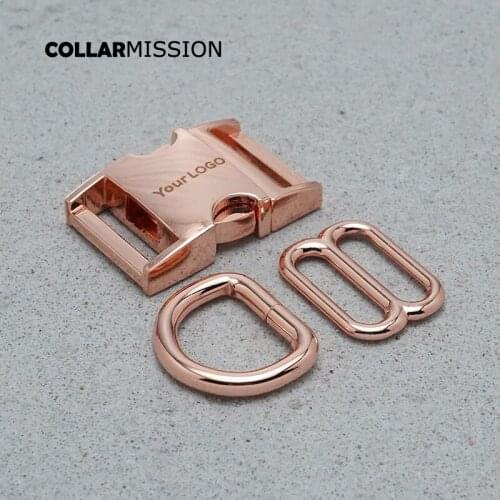 20mm Rose God engraving Buckle (Metal Buckle+ Adjust Buckle+ D Ring) For Backpack Bag Webbing Cat Dog Collar DIY Accessory