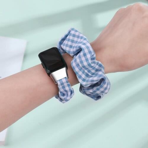 Hair Scrunchie+Watch Band For huawei Band 6 Strap Stretchable Solo Loop Honor Band 6 Strap Printing Hair Ring