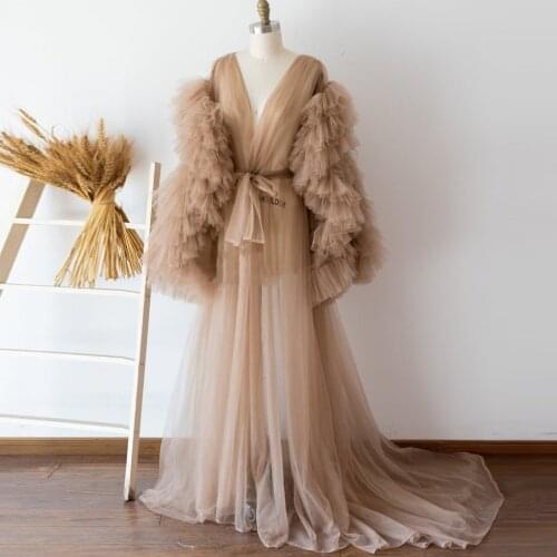 Luxury Khaki Celebrity Gowns Bridal Undergarments Sleepwear Celebrity Nightgowns for Women