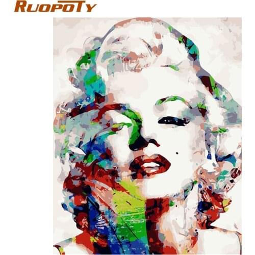 RUOPOTY Frame DIY Painting By Numbers Marilyn Monroe Figure Picture By Numbers Diy Wall Art Acrylic Paint On Canvas For Home Art