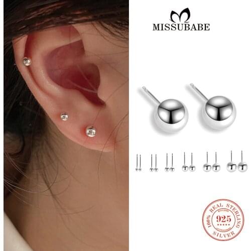 2-8 mm Ball Stud Earrings S925 S999 Sterling Silver Piercing Cartilage Ear Studs High Quality Small Fashion Jewelry Gift