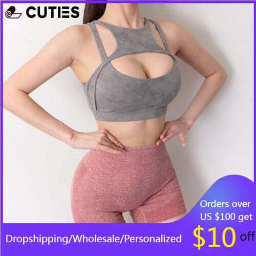 Tie Dye Push Up Shockproof Running Jogger Sport Bra Women Hollow Out Patchwork Fitness Workout Vest Breathable Sexy Yoga Tops