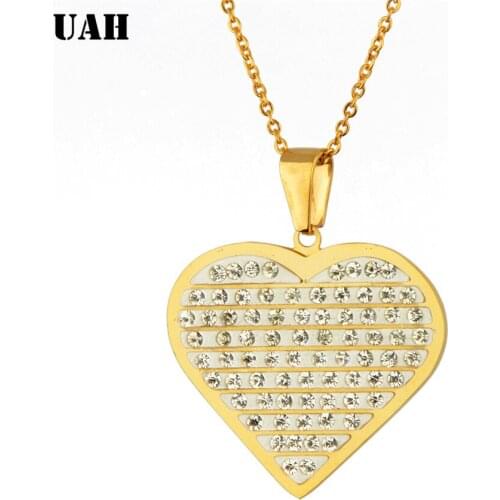 UAH New Tiny Crystal Heart Necklace for Women SHORT Chain Heart Shape Pendant Necklace Gift Ethnic Bohemian Choker Necklace