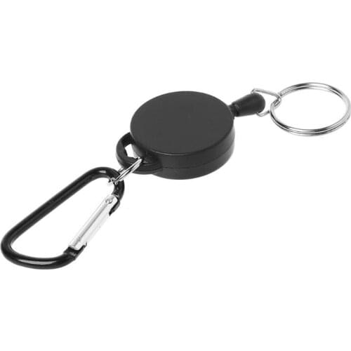 Retractable Reel Ajustable Wire Rope Keychain With Carabiner Anti-theft Antilost U2JB