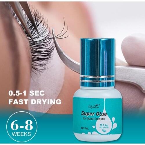 Yelix 5ml 0.5s Fast Drying Black Eyelash Extension Glue 6-8 Weeks Super Glue Eyelash Glue Wholesale Private Label Products