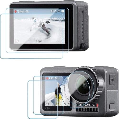 Screen Protector for DJI OSMO Action Camera Accessories,9D Full Curved Tempered Glass Film for Front & Rear Screen & Lens Screen