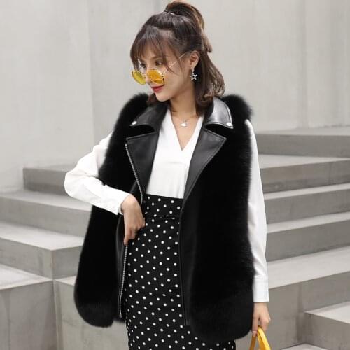 Real Fox Vest Women Clothes Autumn Winter Warm Fur Vests Coat Korean Vintage Coats Jacket Manteau Femme Hiver ZL658