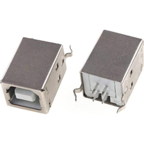 10pcs USB B type Female receptacle 1 port Straight Vertical through hole 4 pin DIP type black insulator