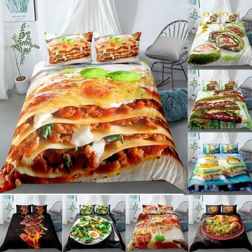2/3pcs Food Pattern Twin Full Queen King Size Bedding Set Duvet Cover Pillowcase Single Double bed set