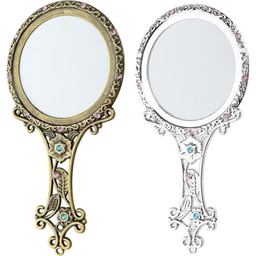 2pcs Royal Fancy Vanity Makeup Mirrors Beauty Cosmetics Hand Held Mirror for Home Salon, Portable Travel Pocket Size
