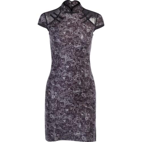 2021 New Elegant Womens Bodycon Slim Pencil Dress Cheongsam Women Sexy Short Sleeve Party Mini Dresses