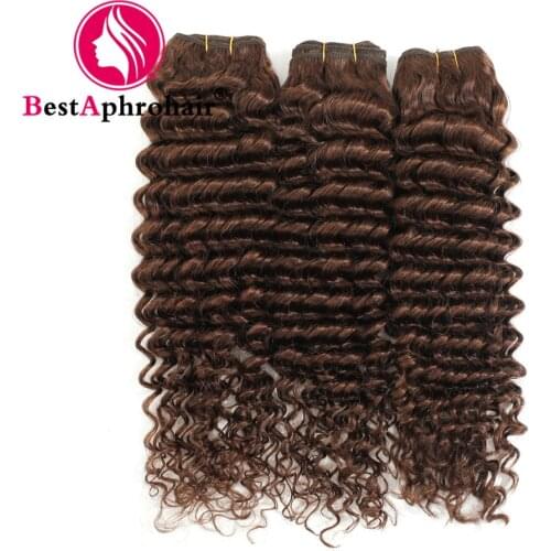 3 Bundles Deep Curly Bundles Brazilian Hair Weave Bundles Colored Bundles Light Brown Color Remy Human Hair Bundles 8-24 Inch