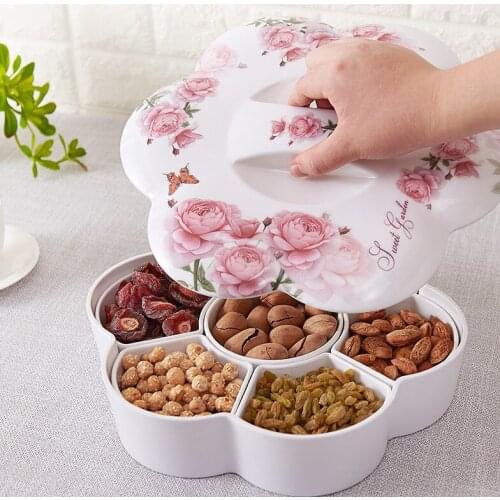 5-7 Grid With Lid Nut Box,European-style Dried Fruit Box, Candy box, Dried Fruit Tray, Household Snack Tray,Disassemble Storage