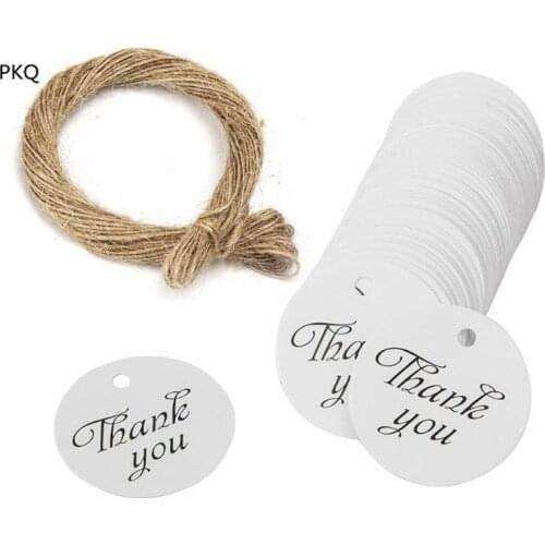 500pcs/lot White Cardboard Gift Tags Wedding Party Paper Card Tag Festival Note DIY "Thank You" Label Hang Tag with Rope