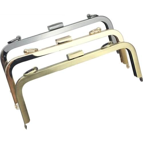 21cm Copper Black Light Gold Metal Purse Frame Women Handle Clutch Bag Accessory DIY HandBag Frame Kiss Clasp Lock Hardware 6pcs