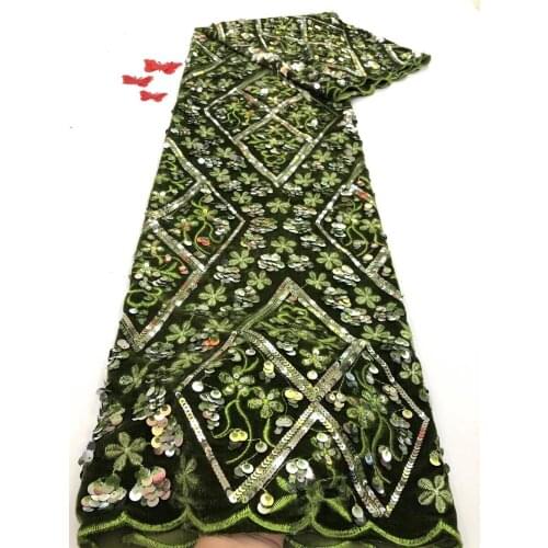 African velvet lace fabric high quality 2021 sequined French lace fabric Nigeria lace fabric wedding dress 5 size D4237