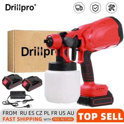 Drillpro 800ML Cordless Electric Spray Gun with 1/2pcs Lithium-ion Battery Portable Paint Sprayer Compatible For Makita Battery
