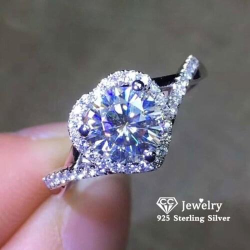 CC Wedding Rings For Women S925 Sterling Silver Heart Cubic Zirconia Ring Luxury Fine Jewelry Bridal Accessories Anel CC3193