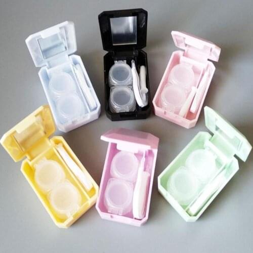 Eyewear Contact Lens Case With Mirror women Colored Contact Lenses box eyes contact lens container Lovely Travel kit box