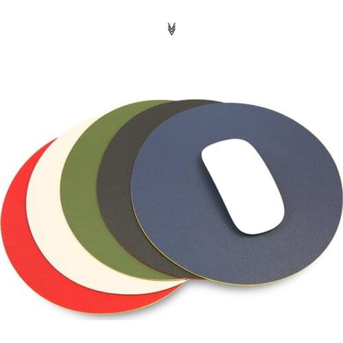 Double Sided Mouse Pad Waterproof PU Leather Round Shape Mousepads Desk Mat Office Gaming Mouse Pad For Laptop Computer