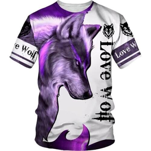 Men Streetwear animal tshirt 3D Wolf Print Short Sleeve Tee Shirt Tops Summer purple T-Shirt harajuku hip hop t shirts camisetas