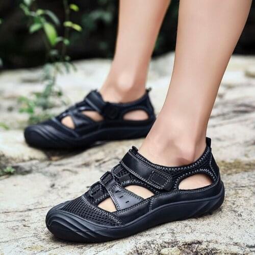 Leather Sandals Men Shoes Outdoor 2020 Summer Handmade Shoes Men Non-Slip Breathable Casual Shoes Man Footwear Walking Sandals