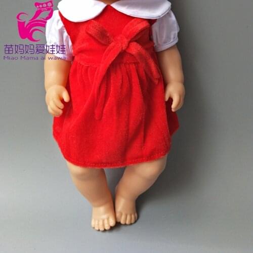 Doll Red Dress Fit 18 Inch Baby Dolls Dres Suit for 45CM Girls Dolls Clothes Kids Gifts Toys