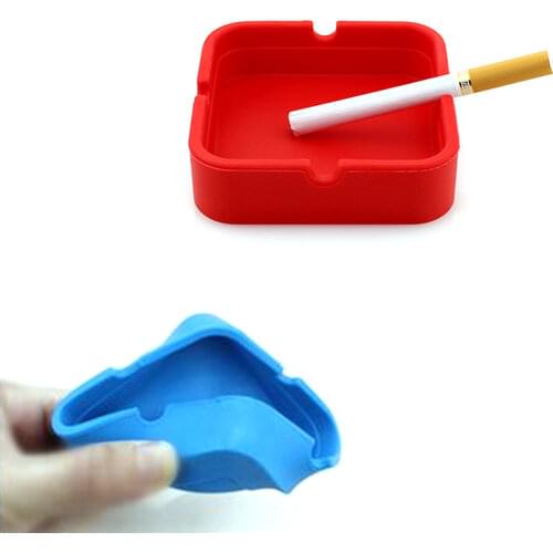Smoking Accessories Bendable Flexible Soft Cigar Ash Tray Portable Rubber Silicone Square Weed Ashtrays Cigarette Holder