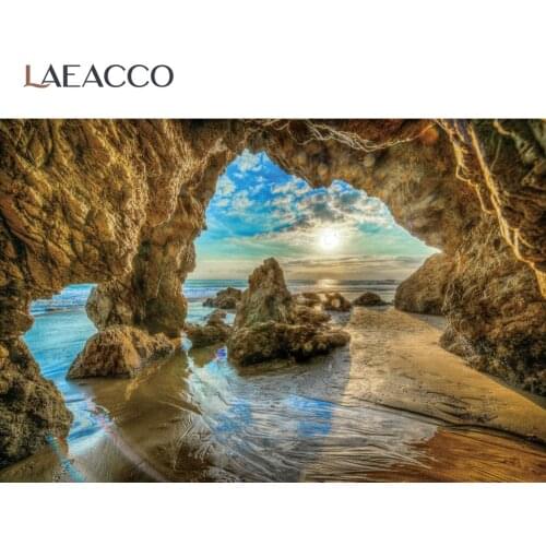 Laeacco Summer Tropical Mountain Cave Sea Sunset Natural Scenic Photography Background Photo Backdrop Photocall Photo Studio