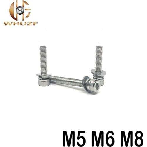 M5 M6 M8 screw washer DIN912 304 stainless steel hex socket screws cup head cylindrical head three combination screw