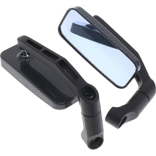 Motorcycle Side Mirror Modified Rear View Mirror Aluminum Rod + Blue Glass + ABS Rear View Mirror Square Rearview Mirror for BWS