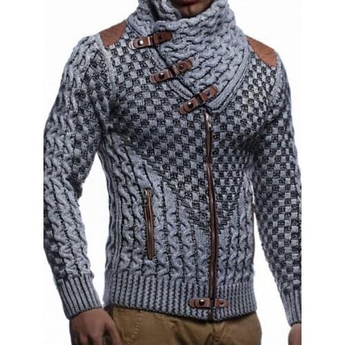 2021 Autumn and Winter New Mens Zipper Turtleneck Cardigan Long Sleeve Sweater
