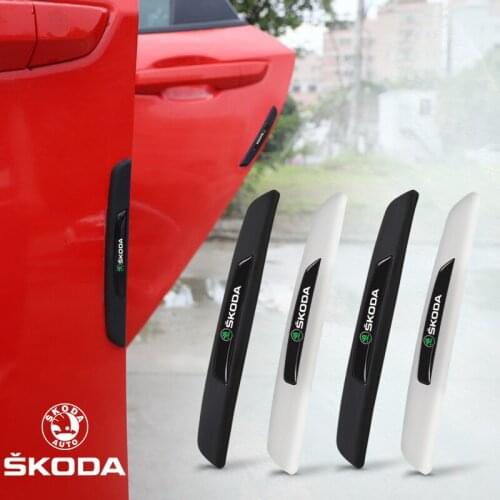 Car Door Anti Collision Protection Stickers Strip Logo Accessories For Skoda Octavia Rapid Kodiaq Karoq Fabia Kamiq Superb Yeti