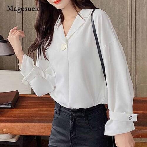 2020 New Autumn Long Sleeve Chiffon Womens Blouse Office Lady Button Pullover Sweet Notched Ladies Shirt Blusas Mujer 10697