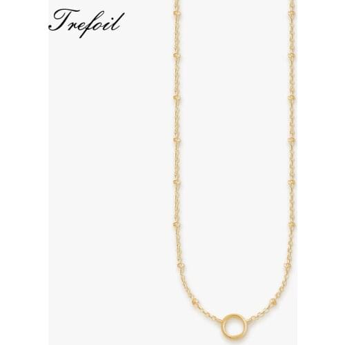 Link Chain Necklace Golden Round Charm Carrier,2020 Spring New Fashion 925 Sterling Silver Jewelry Ethnic Gift For Women Men