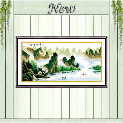 Romantic charm of the Li River painting counted print on canvas DMC 14CT 11CT Chinese Cross Stitch Needlework Set Embroider kits