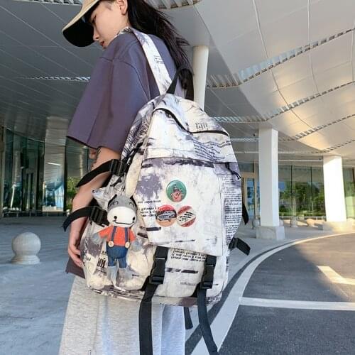 Harajuku Girl Male School Bag Female Graffiti Print Men Backpack Women Book Boy Bag Nylon Ladies Fashion Laptop Backpack Student